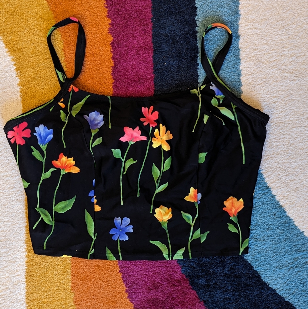 Y2K Cropped Floral Swim Top